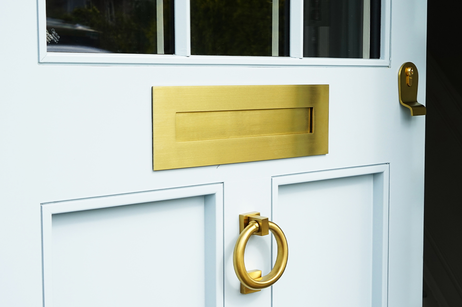 Satin brass letterbox